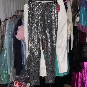 NWT Xhiliration Sparkling Silver Pants